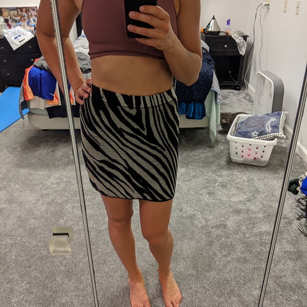 silence + noise cotton/rayon striped bandage skirt